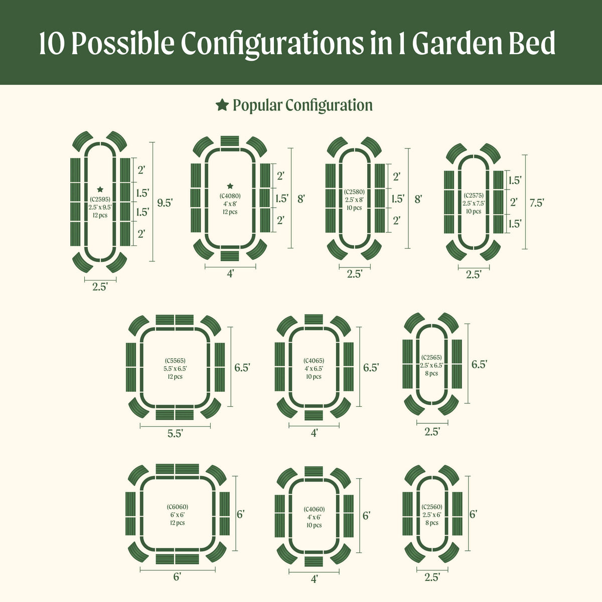 17" Tall 10 In 1 Jumbo Modular Metal Raised Garden Bed Kit